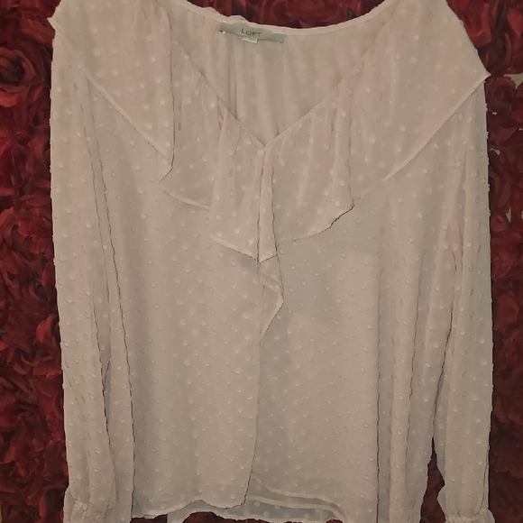 LOFT Tops - LOFT NWOT Women's Light Pink Textured Blouse Size XLarge
